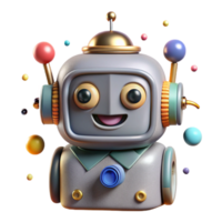 beautiful abstract Robot Head with Antennae in Front View Cutout 4K png