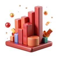 beautiful rustic Ruby Bar Graph Segment Isolated with Stacked Block authentic png