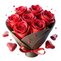 beautiful rustic Romantic Red Rose Bouquet Isolated with Soft Lighting 4K png