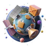 beautiful abstract Satellite Orbiting Earth Transparent Background premium png