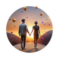 beautiful abstract Silhouette Couple Holding Hands Cutout Transparent Background authentic png