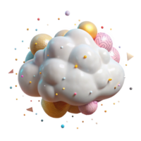 serene modern Puffy White Cloud Cutout with Soft Shadows premium png