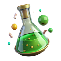 dramatic classic Laboratory Flask with Green Liquid Transparent Background authentic png