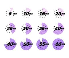 Stopwatch flat design timer fast 5 minutes gap clock fast chronometer interface vector