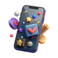 beautiful rustic Smartphone with Social Media Live Stream Interface Isolated high resolution png