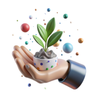 magnificent abstract Open Hand Holding Small Plant Transparent Background detailed png
