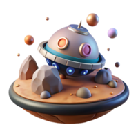 vibrant classic Spacecraft Landing on Planet Surface Isolated Element original png
