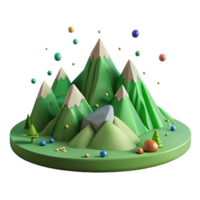 stunning vintage Mountain Range with Green Valleys and Snowy Peaks Cutout with Contrasting Colors exclusive png