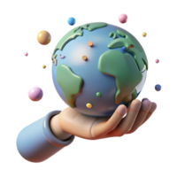 serene creative Hand Holding Globe Gentle Lighting Isolated Element authentic png
