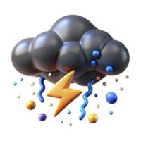 vibrant rustic Heavy Rain Cloud with Lightning Transparent Background high quality png