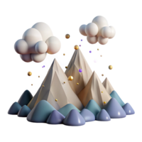 stunning rustic Mountain Range with Clouds Isolated with Realistic Sky detailed png