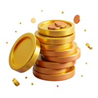 elegant abstract Gold Coin Stack Perspective View Cutout on Transparent Background premium png
