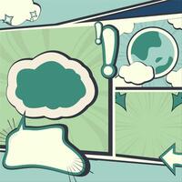 Template for earth day season with comic pop art style design set, a comic book style background with a speech bubble vector