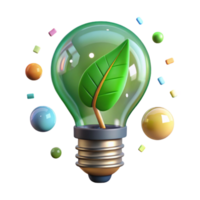 beautiful traditional Lightbulb with Green Leaf Inside Isolated high resolution png