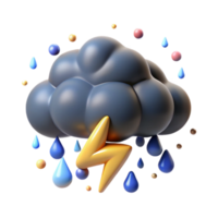 beautiful abstract Heavy Rain Cloud with Lightning Transparent Background high quality png