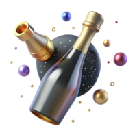 stunning abstract Sparkling Wine Bottle with Cork Isolated Element exclusive png
