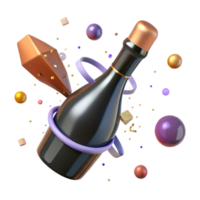 serene rustic Sparkling Wine Bottle with Cork Isolated Element professional png