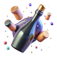 vibrant rustic Sparkling Wine Bottle with Cork Isolated Element detailed png