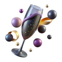 impressive rustic Sparkling Wine Glass with Bubbles Transparent Background detailed png
