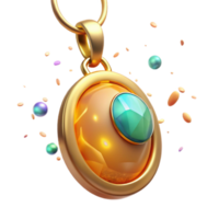 impressive abstract Golden Pendant with Opal Inlay Isolated on a Transparent Background png