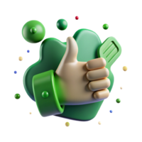 beautiful rustic Green Thumb Up Icon Transparent Background with White Outline high quality png
