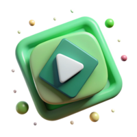 serene modern Play Button Icon with Gradient Green Isolated high resolution png