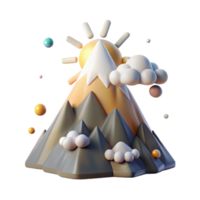 vibrant rustic Mountain Peak with Clouds Cutout with Fluffy Clouds original png