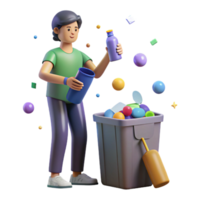 serene rustic Person Recycling Plastic Bottles Isolated Element high resolution png