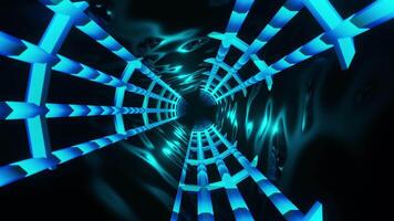Blue abstract background with circular design in the center. Looped animation video