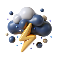 elegant vintage Lightning Bolt Storm Clouds Cutout on Transparent Background premium png