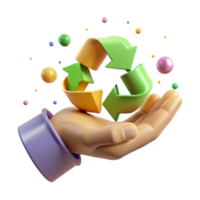 extraordinary rustic Recycling Symbol in Hand Isolated Cutout authentic png