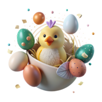 elegant artistic Spring Chick Hatching Egg Cutout Transparent Background detailed png