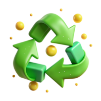 dramatic modern Recycling Symbol Arrows Green Transparent Background high resolution png