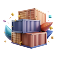 serene artistic Stacked Shipping Containers Side View Transparent high resolution png