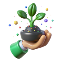 serene vintage Green Thumb Holding Small Plant Cutout high resolution png