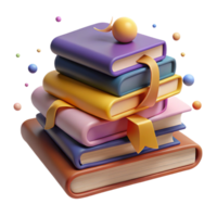 magnificent artistic Stack of Books Various Colors Isolated with Transparent Background original png