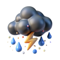 impressive artistic Heavy Rain Cloud with Lightning Transparent Background high resolution png
