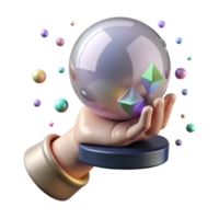 beautiful vintage Hand Holding Up Crystal Ball Isolated Element high resolution png