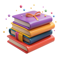 serene vintage Stack of Colorful Books Side View Transparent Background detailed png