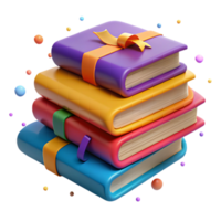 magnificent artistic Stack of Colorful Books Side View Transparent Background detailed png