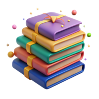 serene abstract Stack of Colorful Books Side View Transparent Background exclusive png