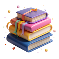 extraordinary creative Stack of Colorful Books Side View Transparent Background 4K png