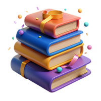 wonderful rustic Stack of Colorful Books Side View Transparent Background 4K png
