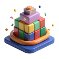 impressive artistic Stack of Colorful Building Blocks Isolated authentic png