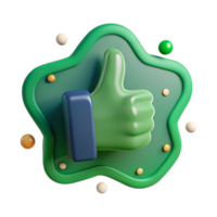 beautiful abstract Green Thumb Up Icon Transparent Background with White Outline detailed png