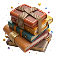 impressive rustic Stack of Old Books Top View Transparent Background premium png