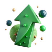 dramatic classic Green Arrow Pointing Upward Transparent Background high resolution png