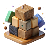 wonderful abstract Stack of Wooden Blocks Building Blocks Isolated 4K png