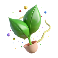 vibrant artistic Green Leaf Sprout Side View Cutout Transparent Background authentic png