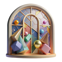 serene modern Stained Glass Window Abstract Design Cutout Transparent Background professional png
